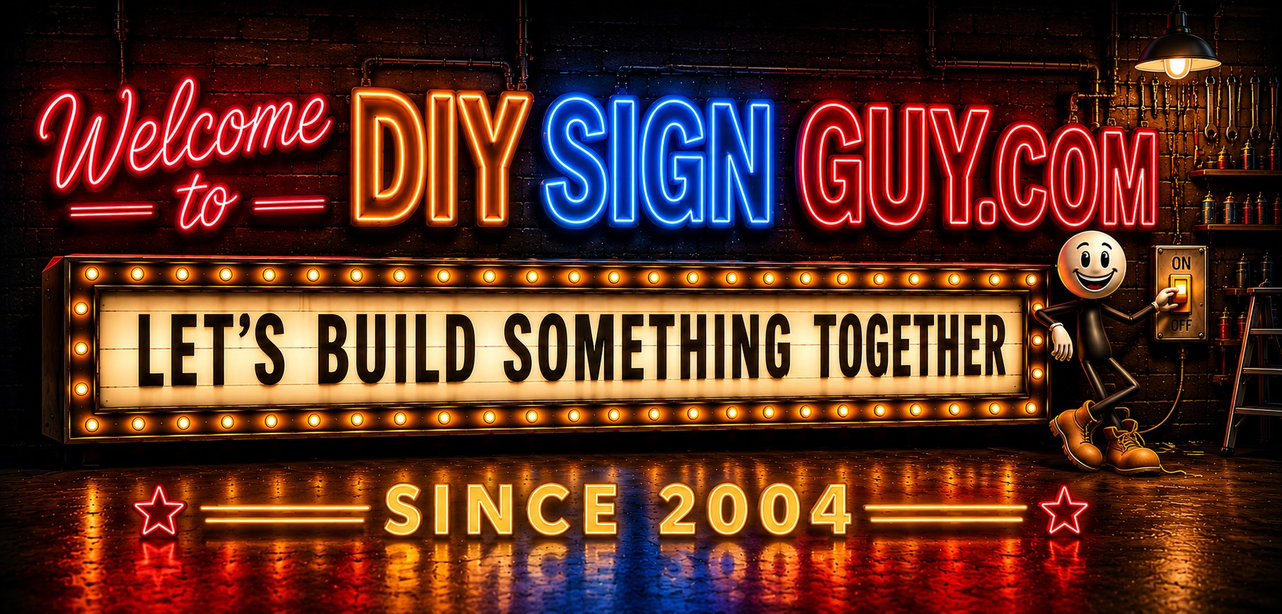 Welcome to DIY Sign Guy .com — outdoor LED lighted sign kits and cabinets, let's build something together, since 2004